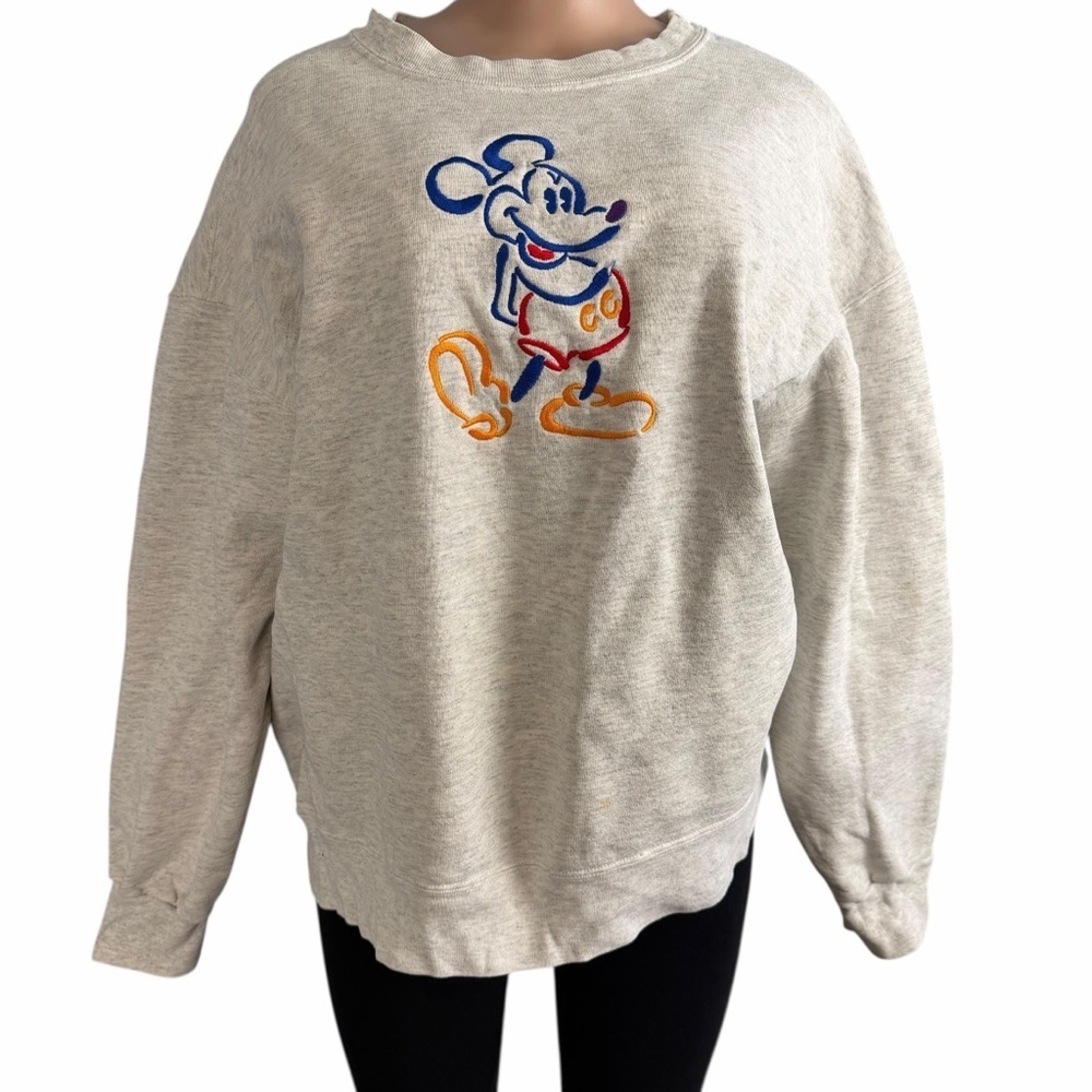 Disney Originals Vintage Mickey Mouse Crew Neck Embroidered Sweatshirt